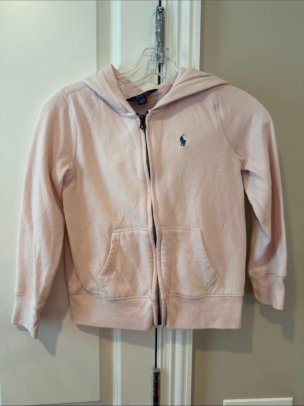 Ralph Lauren Light Pink Zip Hoodie with Navy Pony